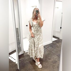 Blu Pepper Cream and White Maxi Dress